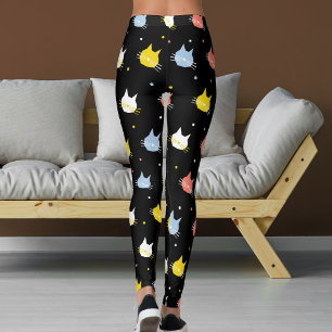 Kattälskare Svart Röd Gul  Kattungar Katter Mönste Leggings