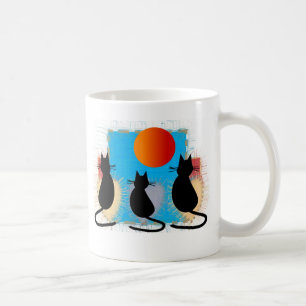 Kattälskare "svarta katter i fönstret ", kaffemugg