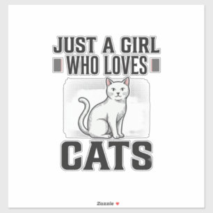 Kattälskare Tjej Vintage Gravyr T-Shirt Design_1 Klistermärken