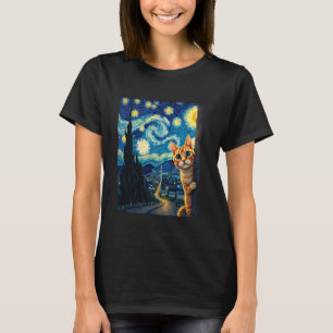 Kattälskare Van Gogh Inspirerad Konst Målning Katt T Shirt