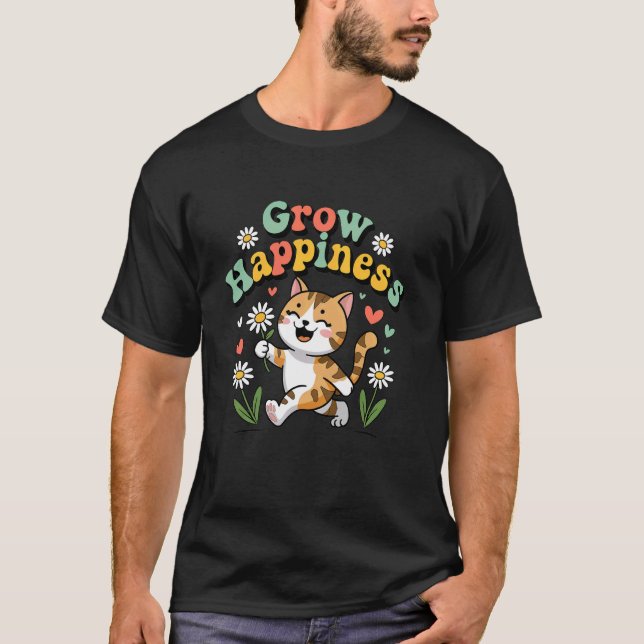 Kattälskare Var Glad Sommar Trädgård Positiv Menta T Shirt (Framsida)