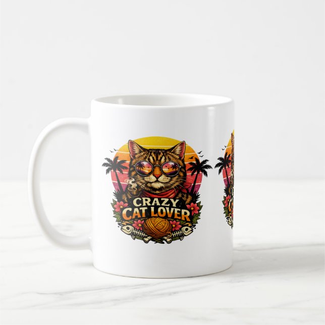 Kattälskare Vibes – Sött Kattdesign . Kaffemugg (Vänster)