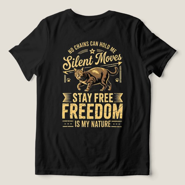 Kattälskare Vild Frihet Kvinnor T Shirt (Design baksida )