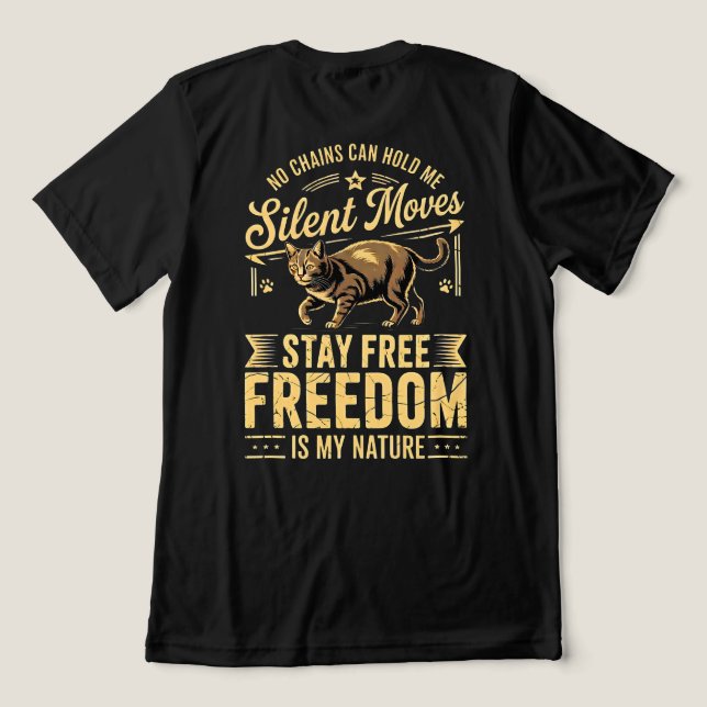 Kattälskare Vild Frihet Tabby T Shirt (Design Baksida)