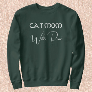 Kattälskare Vit Skrift Djup Skog Anpassad Kattmamm T Shirt