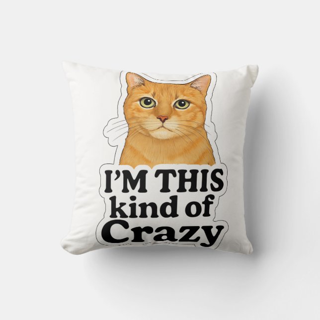 - ”Kattälskarhumor Kudd - Orange Kattdesign” Kudde (Framsida)