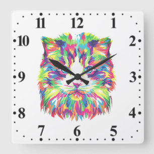 Kattansikte Geometrisk Prismatisk Design-32453 Fyrkantig Klocka