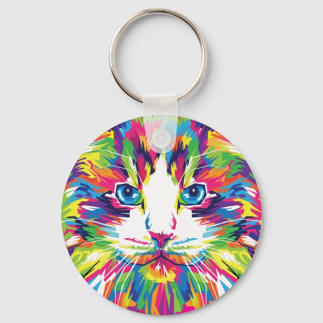 Kattansikte Geometrisk Prismatisk Design-32453 Nyckelring (Framsida)