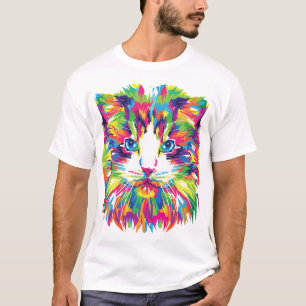 Kattansikte Geometrisk Prismatisk Design-32453 T Shirt