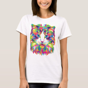 Kattansikte Geometrisk Prismatisk Design-32453 T Shirt