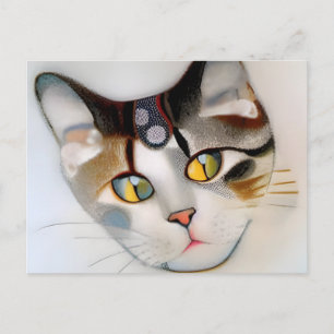 Kattansikte i Klimts stil AI-genererad konst Vykort