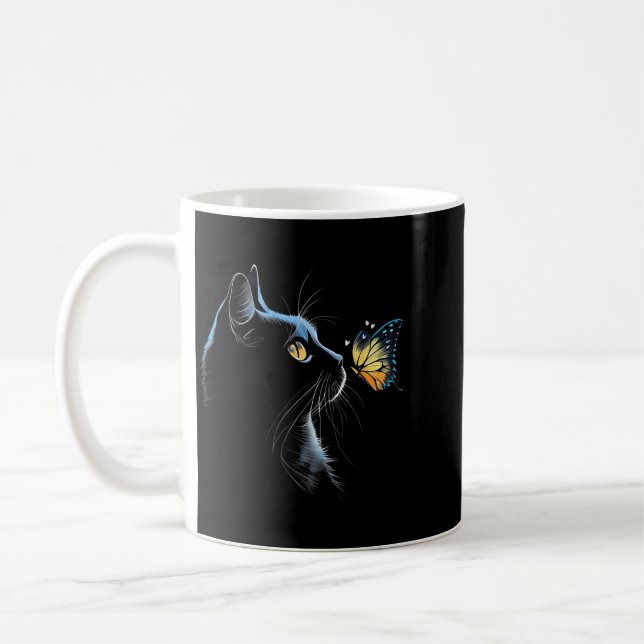 Kattansikte - Med Fjäril Kaffemugg (Vänster)