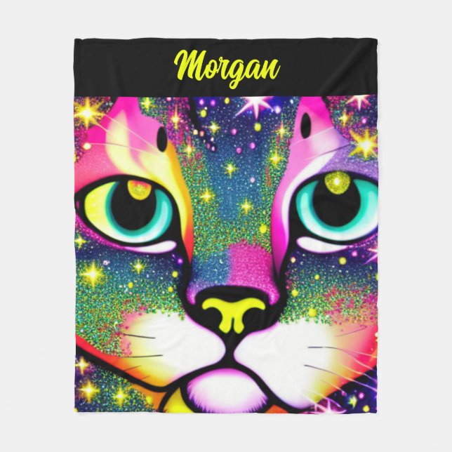 Kattansikte närbild Popkonst   Fleecefilt (Framsidan)