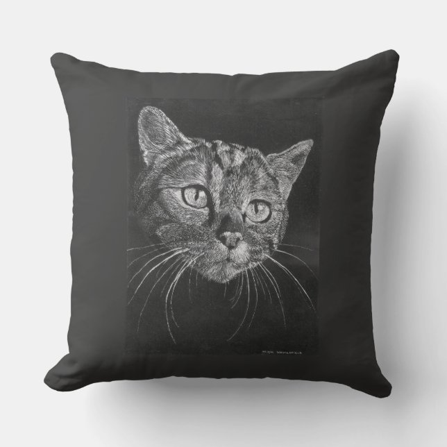 Kattansikteteckning Utomhuskudde (Framsida)