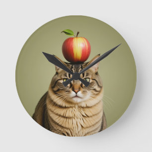 Kattäpple Rund Klocka