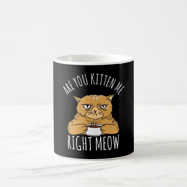 Kattar du mig Höger Meow Pun? Kaffemugg (Center)