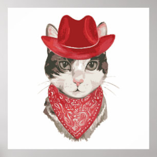 Kattåran teckning mönster med ett hatdjur poster
