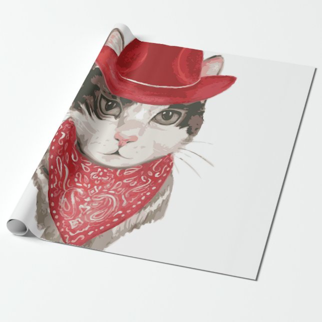 Kattåran teckning mönster med ett hatdjur presentpapper (Utrullad)