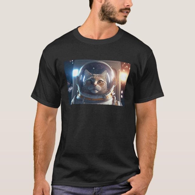 Kattastronaut djupt i rymden kosmisk t shirt (Framsida)