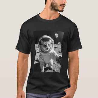 Kattastronaut Selfie På Månen Roliga Kattälskare T Shirt
