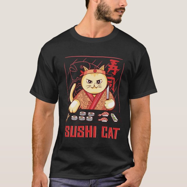 kattätande sushi t shirt (Framsida)