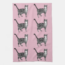 Kattbabyduschen Tea Towel baby rosa Tabby katt