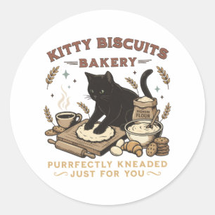 Kattbakeri Purrfectly Kneed Kaffekatt Runt Klistermärke