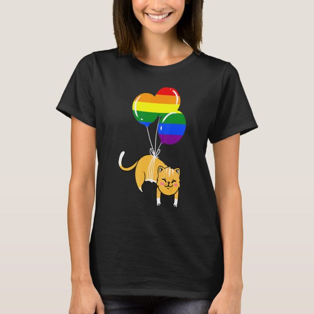 Kattballong Gay Pride T Shirt (Framsida)