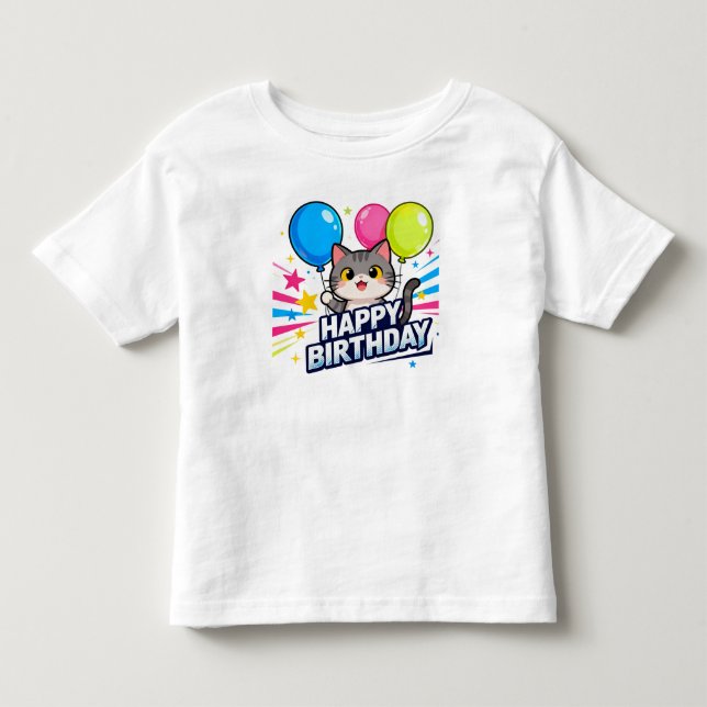 Kattballonger från födelsedagen - Cute Kawaii Grat T Shirt (Framsida)