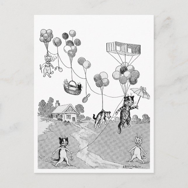 Kattballongstur, Louis Wain Vykort (Framsida)