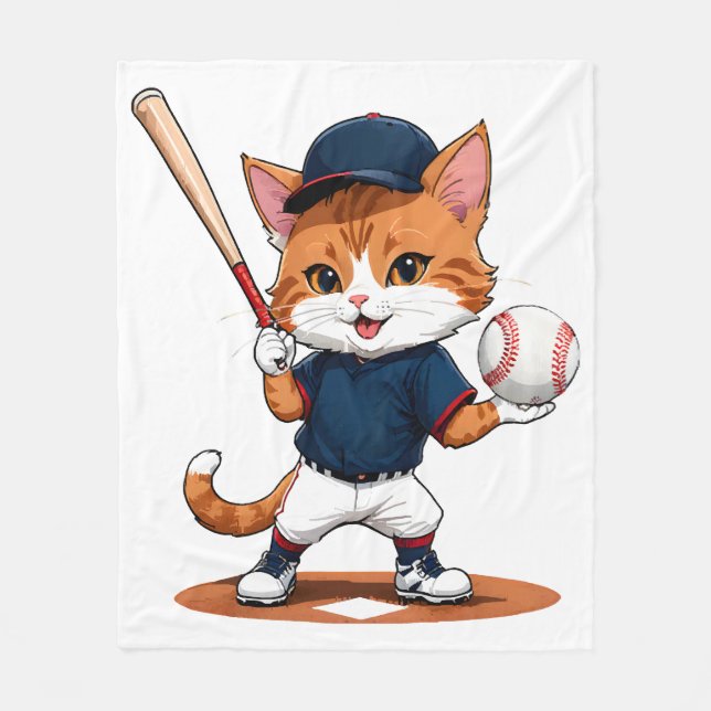 Kattbasebollspelare Fleecefilt (Framsidan)