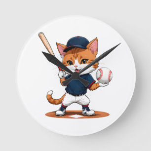 Kattbasebollspelare Rund Klocka