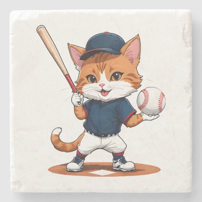 Kattbasebollspelare Stenunderlägg (Framsidan)