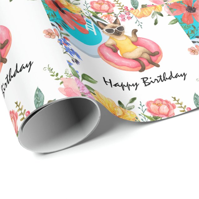 Kattbassängfest för kattälskare presentpapper (Rullad Hörn)