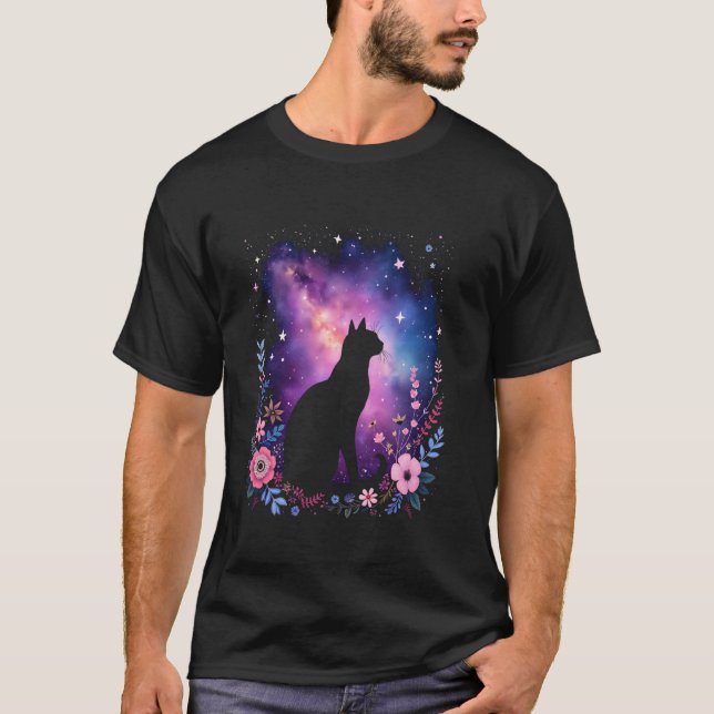Kattbild galax blommor t shirt (Framsida)