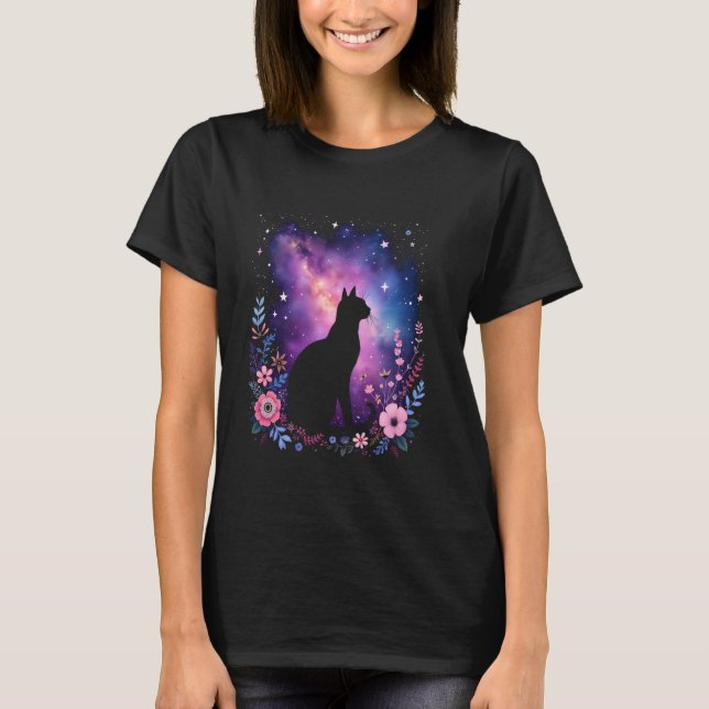 Kattbild galax blommor t shirt (Framsida)