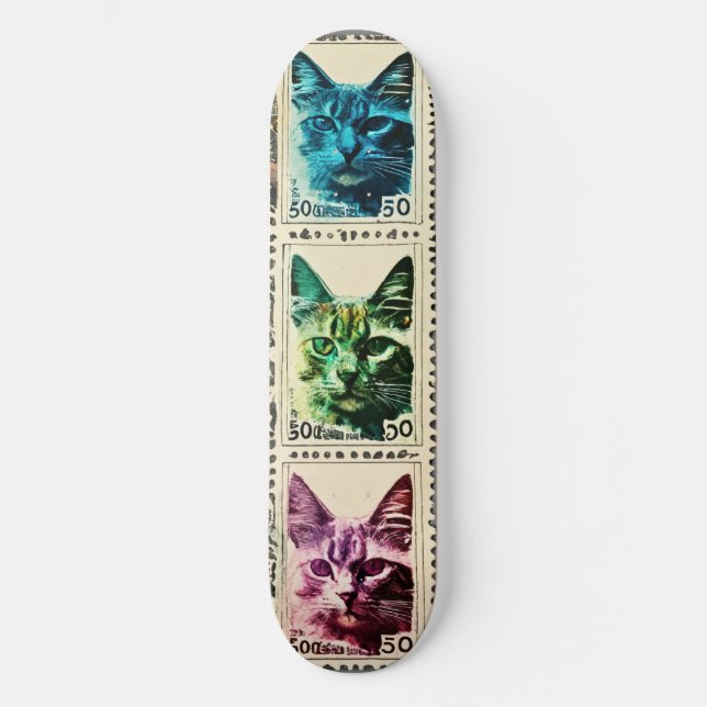 Kattbiljett: Whimsisk skateboarddesign Mini Skateboard Bräda 18,5 Cm (Framsida)
