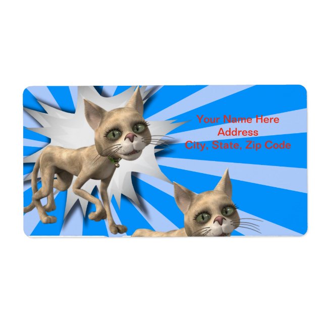 Kattblå Grått-etiketter Fraktsedel (Framsidan)