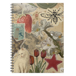 Kattblommig collage-mönster – Sött konstnärligt de Anteckningsbok