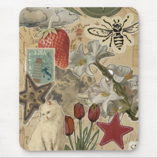 Kattblommig collage-mönster – Sött konstnärligt de Musmatta