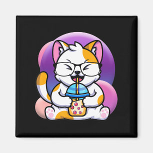 Kattboba äter lomme kawaii neko katt som äter ra magnet