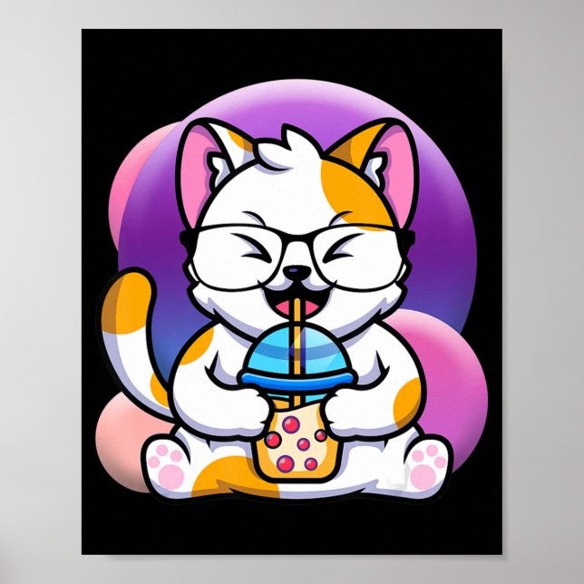 Kattboba äter lomme kawaii neko katt som äter ra poster (Framsidan)