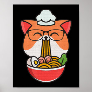 Kattboba äter lomme kawaii neko katt som äter ra poster