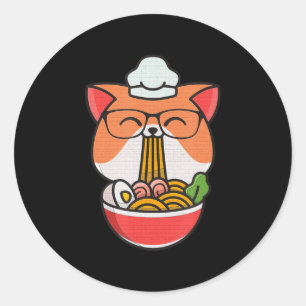 Kattboba äter lomme kawaii neko katt som äter ra runt klistermärke
