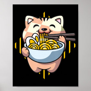 Kattboba äter nomme anime kawaii neko katt dricka poster
