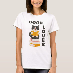 Kattbokälskare Tillbaka till skolan Söt tecknad fi T Shirt