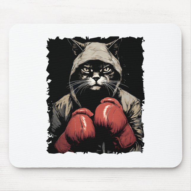 Kattboxning med handskar och enhetlig kattlåda musmatta (Framsidan)