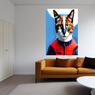 Kattbrandman i Siamese AI Art Poster