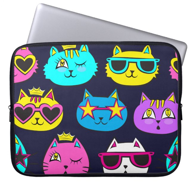 Kattbrickor, popkontextil laptop fodral (Framsidan)