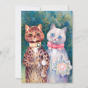 Kattbröllop, äktenskap, brud, Louis Wain Inbjudningar